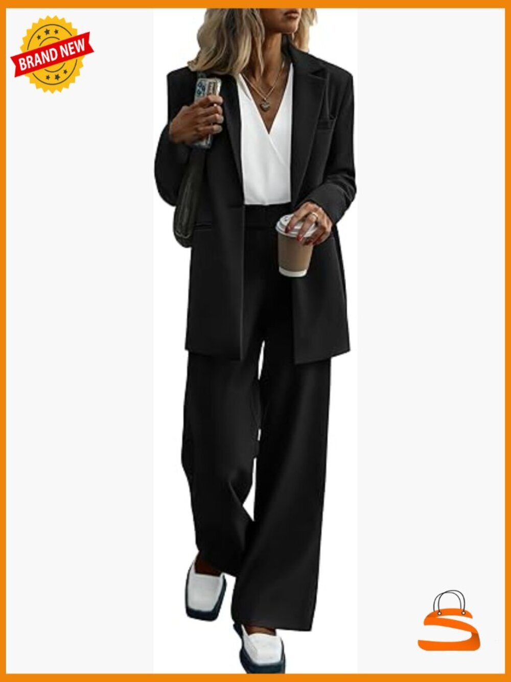 Women's Blazer and Wide Leg Pants Set Business Casual Office Suit